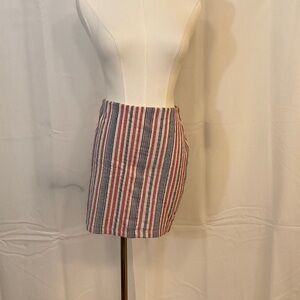 Zara Red and Blue Striped Mini Skirt